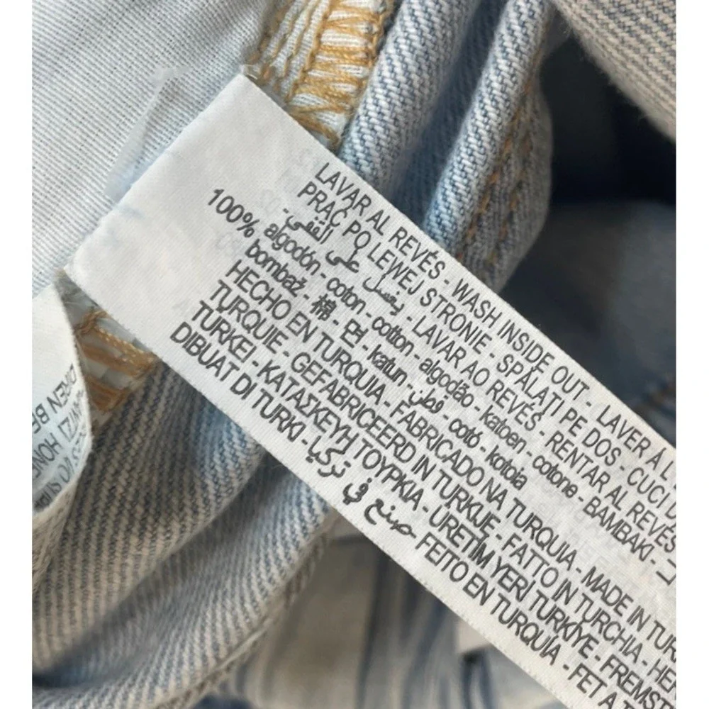 Zara Womens Blue Jeans Size 10 Light Wash Denim Ruffle Paperbag Waist Tapered - Picture 5 of 5